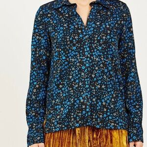 Stine Goya Lucian Metallic Floral Button Front Top Women's Size Large